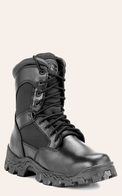 Rocky Men's Alpha Force Black Round Toe Lace Up Work Boot In Gray