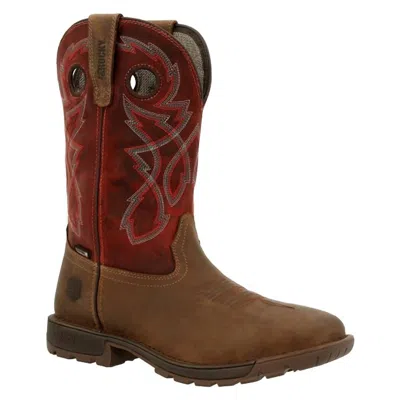 Rocky Men's Legacy 32 Steel Toe Waterproof Western Boot In Tan Red In Multi