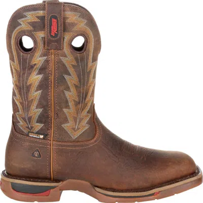 Rocky Men's Long Range Waterproof 11" Western Boot In Distressed Brown In Multi