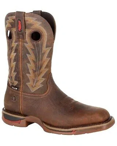 Pre-owned Rocky Men's Long Range Waterproof Western Boot - Square Toe Distressed Brown 10