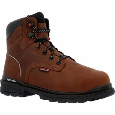 Rocky Men's Met-guard Rams Horn Wp Crazy Horse 6" Work Boot In Brown