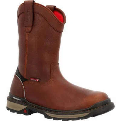 Rocky Men's Rams Horn Waterproof Pull-on Work Boot In Brown