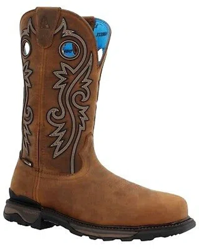 Pre-owned Rocky Men's Waterproof Pull On Work Boot - Carbon Toe - Rkw0376 In Brown