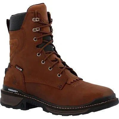 Pre-owned Rocky Rams Horn Composite Toe Western Boot In Brown