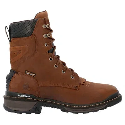 Pre-owned Rocky Rams Horn Lace Up Waterproof Composite Toe Work Mens Brown Work Safety Sh