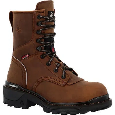Pre-owned Rocky Rams Horn Logger Composite Toe Work Boot In Crazy Horse