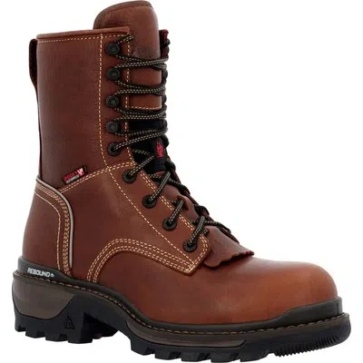 Pre-owned Rocky Rams Horn Logger Waterproof Composite Toe Work Boot In Brown