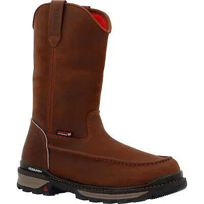 Pre-owned Rocky Rams Horn Waterproof Pull-on Work Boot In Brown