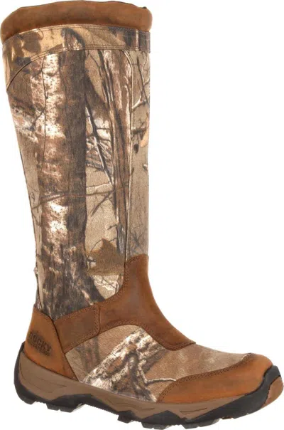 Pre-owned Rocky Retraction Men's 17 In Waterproof Snake Boots Side-zip Strobel Cement In Realtree Xtra