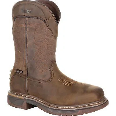 Pre-owned Rocky Square Toe Internal Met Guard Western Boot With Tpu Heel Counter In Brown