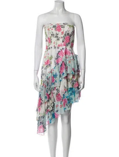 Pre-owned Rococco Sands Floral Print Knee-length Dress W/ Tags In White