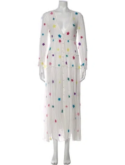 Pre-owned Rococco Sands Floral Print Long Dress In Gray