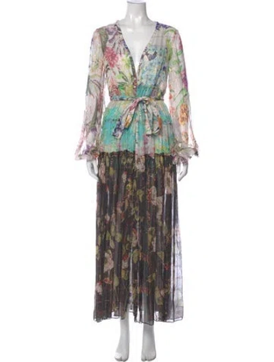 Pre-owned Rococco Sands Floral Print Long Dress In Multi