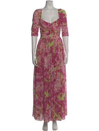 Pre-owned Rococco Sands Floral Print Long Dress In Pink