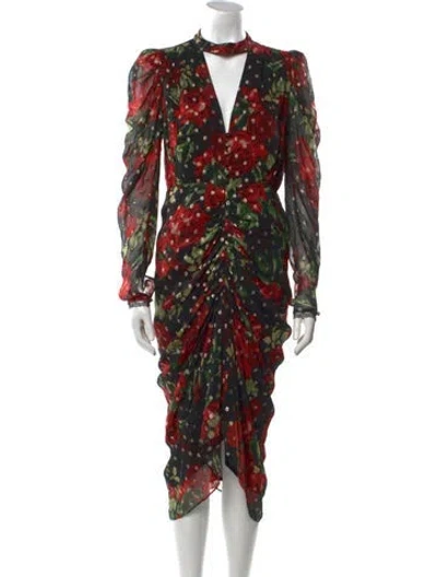 Pre-owned Rococco Sands Floral Print Long Dress In Red