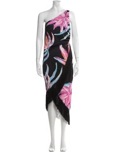 Pre-owned Rococco Sands Floral Print Midi Length Dress In Black