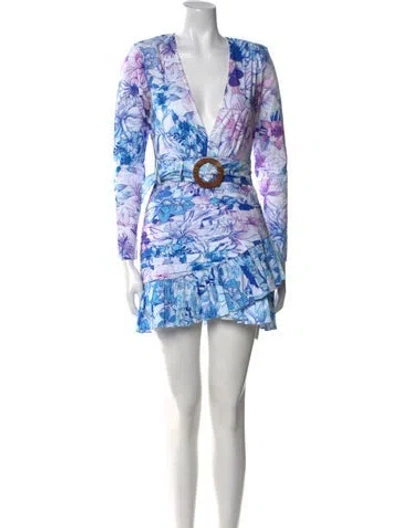 Pre-owned Rococco Sands Floral Print Mini Dress In Blue