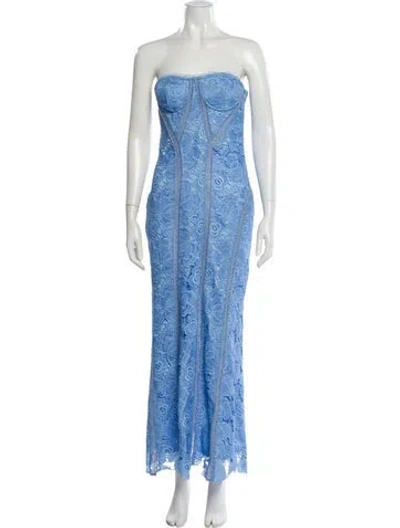 Pre-owned Rococco Sands Lace Pattern Long Dress In Blue