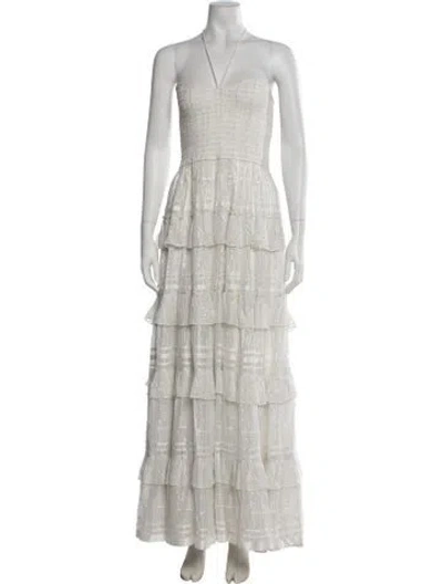 Pre-owned Rococco Sands Patterned Long Dress In White