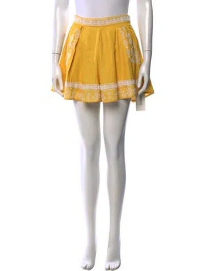 Pre-owned Rococco Sands Patterned Mini Shorts In Yellow
