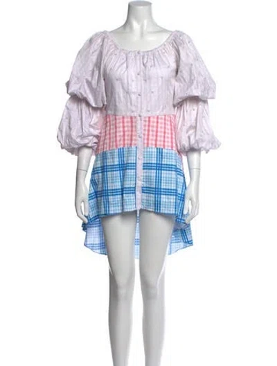 Pre-owned Rococco Sands Plaid Print Mini Dress W/ Tags In White