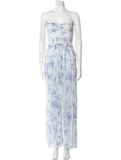 Pre-owned Rococco Sands Printed Long Dress In Blue