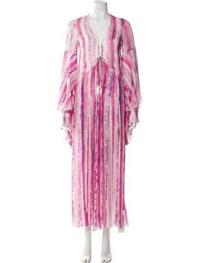 Pre-owned Rococco Sands Printed Long Dress In Pink