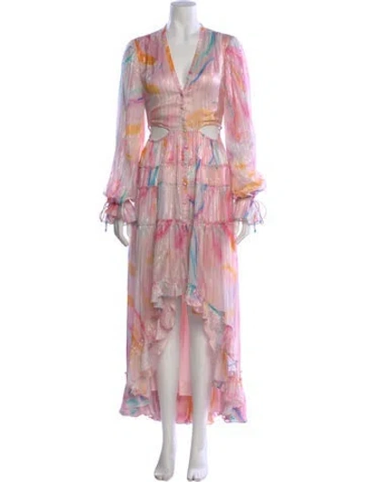 Pre-owned Rococco Sands Printed Long Dress In Pink