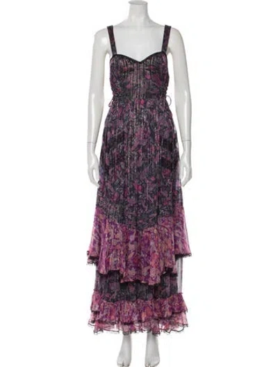 Pre-owned Rococco Sands Printed Long Dress In Purple