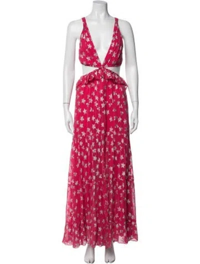 Pre-owned Rococco Sands Printed Long Dress In Red