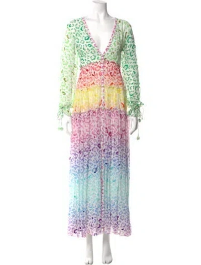 Pre-owned Rococco Sands Printed Long Dress W/ Tags In Green