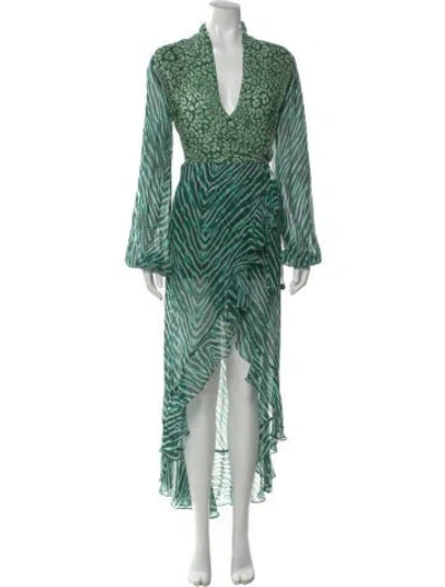 Pre-owned Rococco Sands Printed Long Dress W/ Tags In Green