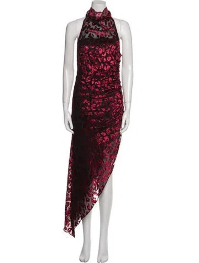 Pre-owned Rococco Sands Printed Long Dress W/ Tags In Red