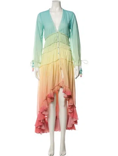 Pre-owned Rococco Sands Printed Long Dress In Yellow