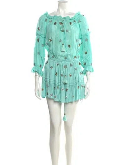 Pre-owned Rococco Sands Printed Mini Dress In Green