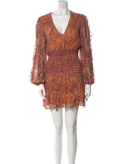 Pre-owned Rococco Sands Printed Mini Dress In Orange