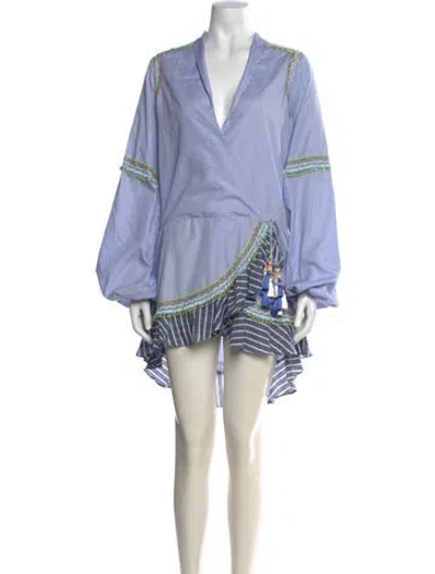 Pre-owned Rococco Sands Striped Mini Dress In Blue