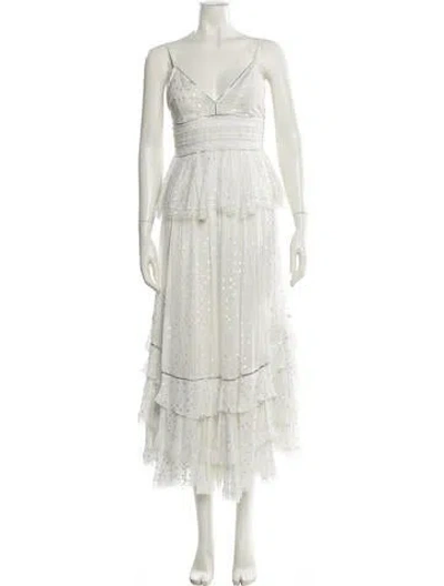 Pre-owned Rococco Sands V-neck Long Dress In Neutral