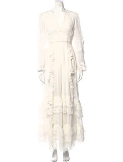 Pre-owned Rococco Sands V-neck Long Dress W/ Tags In White