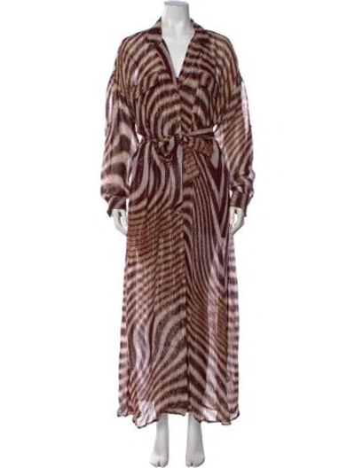 Pre-owned Rococo Sand Animal Print Long Dress In Metallic/neutrals