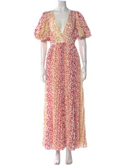 Pre-owned Rococo Sand Animal Print Long Dress In White