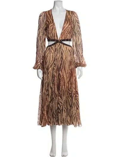 Pre-owned Rococo Sand Animal Print Midi Length Dress