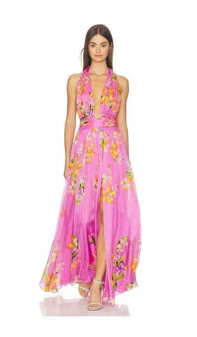 Rococo Sand Back Ties Maxi Dress In Pink