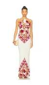 Rococo Sand Bias Halter Maxi Dress In White