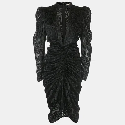 Pre-owned Rococo Sand Black Patterned Black Velvet Ruched Sade Mini S