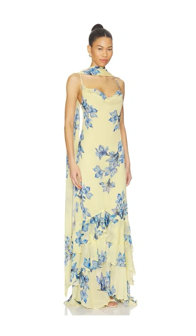 Rococo Sand Cowl Maxi Dress With Sash In Multi