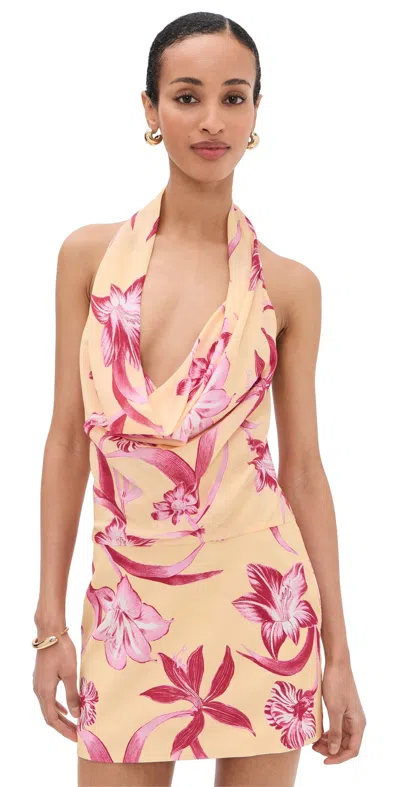 Rococo Sand Cowl Neck Mini Dress Yellow