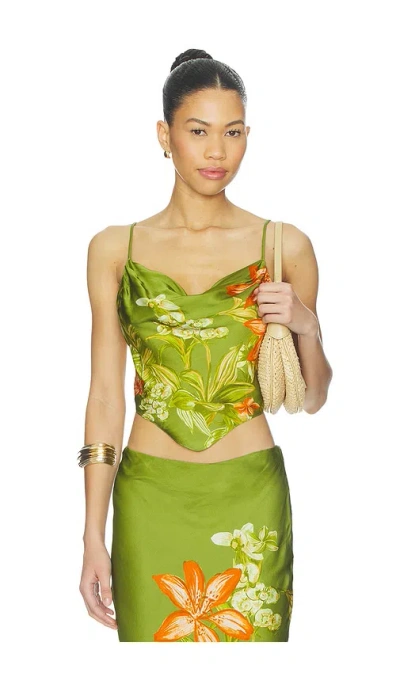 Rococo Sand Cowl Neck Top In Green