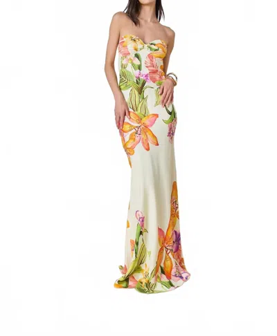 Rococo Sand Dior Strapless Maxi Dress In Cream In Multi