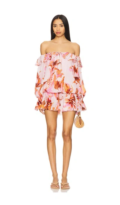 Rococo Sand Off Shoulder Mini Dress In Black Multi Fob